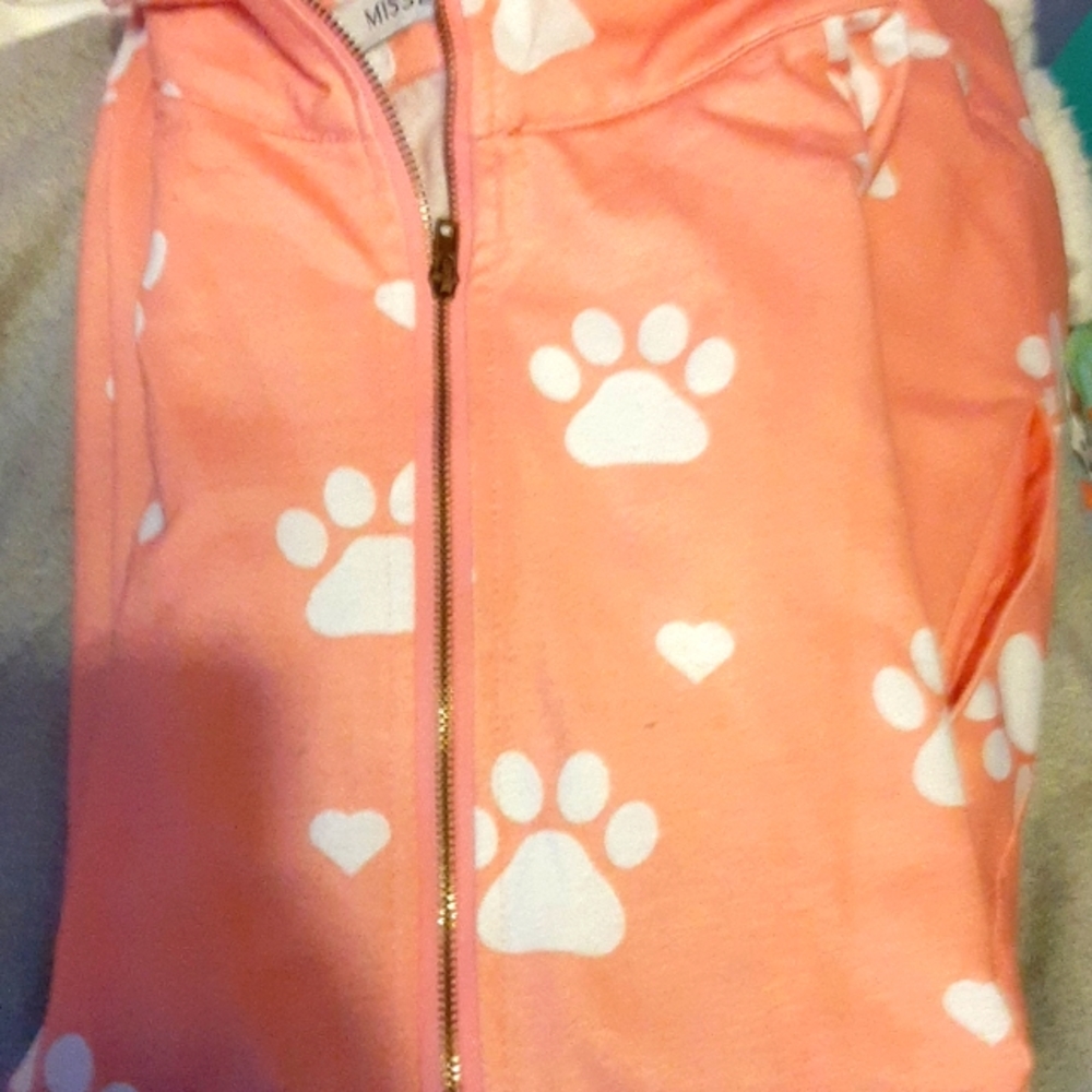 Miss look paw print pullover, 3x Peach